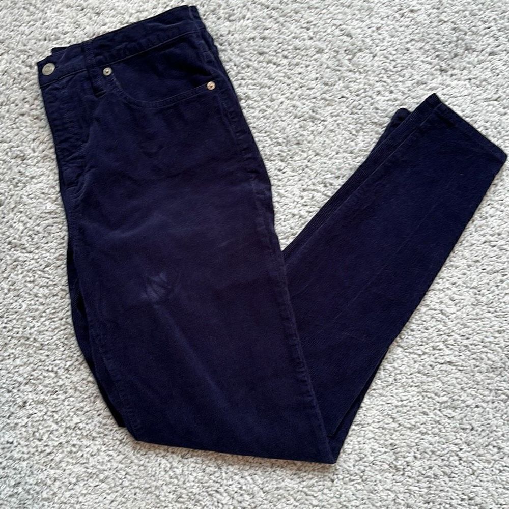 J. Crew Navy Corduroy High Rise Toothpick Pant, Size 32 Tall